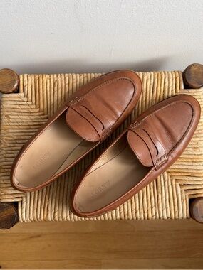 J.Crew Brown Leather Penny Loafers Classic Minimal Loafer Size 10.5